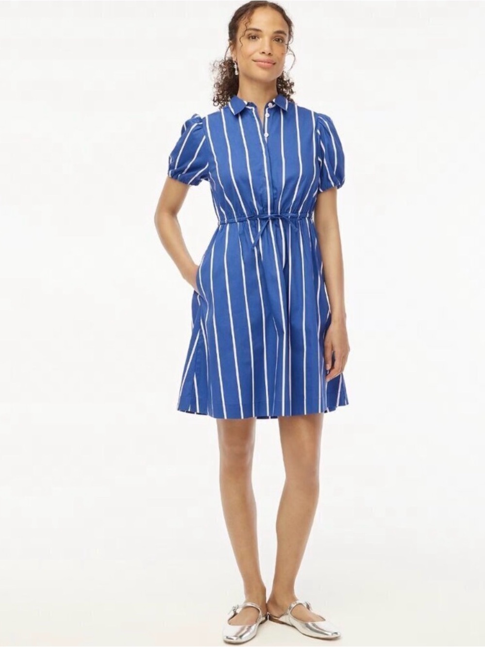 J. Crew Short Sleeve Tie Waist Mini Shirt Dress